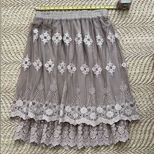 Indigo Soul Gray Lace A-Line Skirt